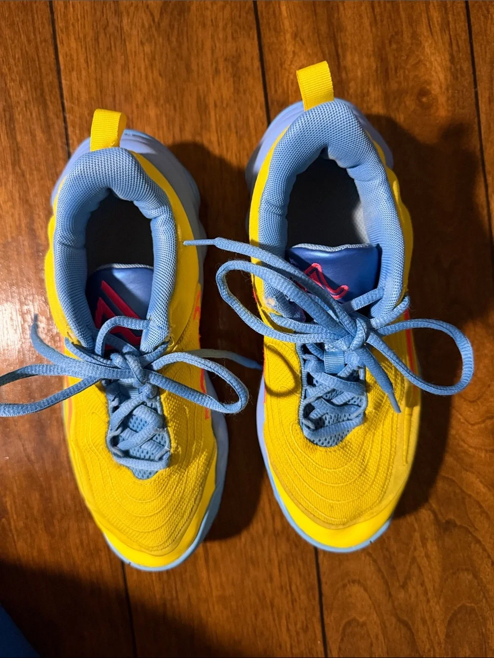 Nike Kids Yellow & Light Blue Athletic Sneakers with Pink Accent
